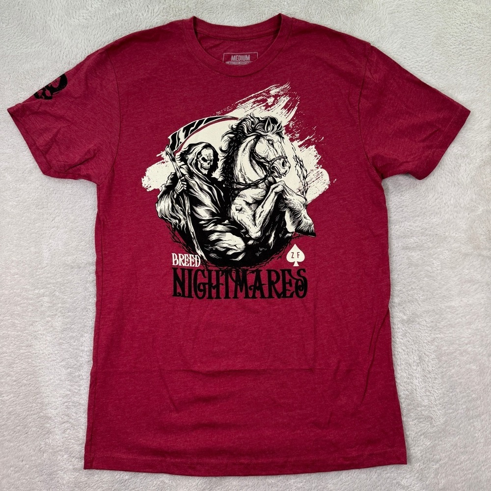 NEW Zero Foxtrot Shirt Mens Medium Red Short Sleeve Breed Nightmares Graphic Tee